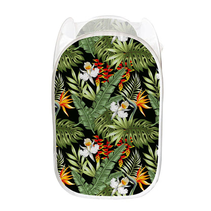 Hawaii Tropical Plants Pattern Print Mesh Laundry Hamper