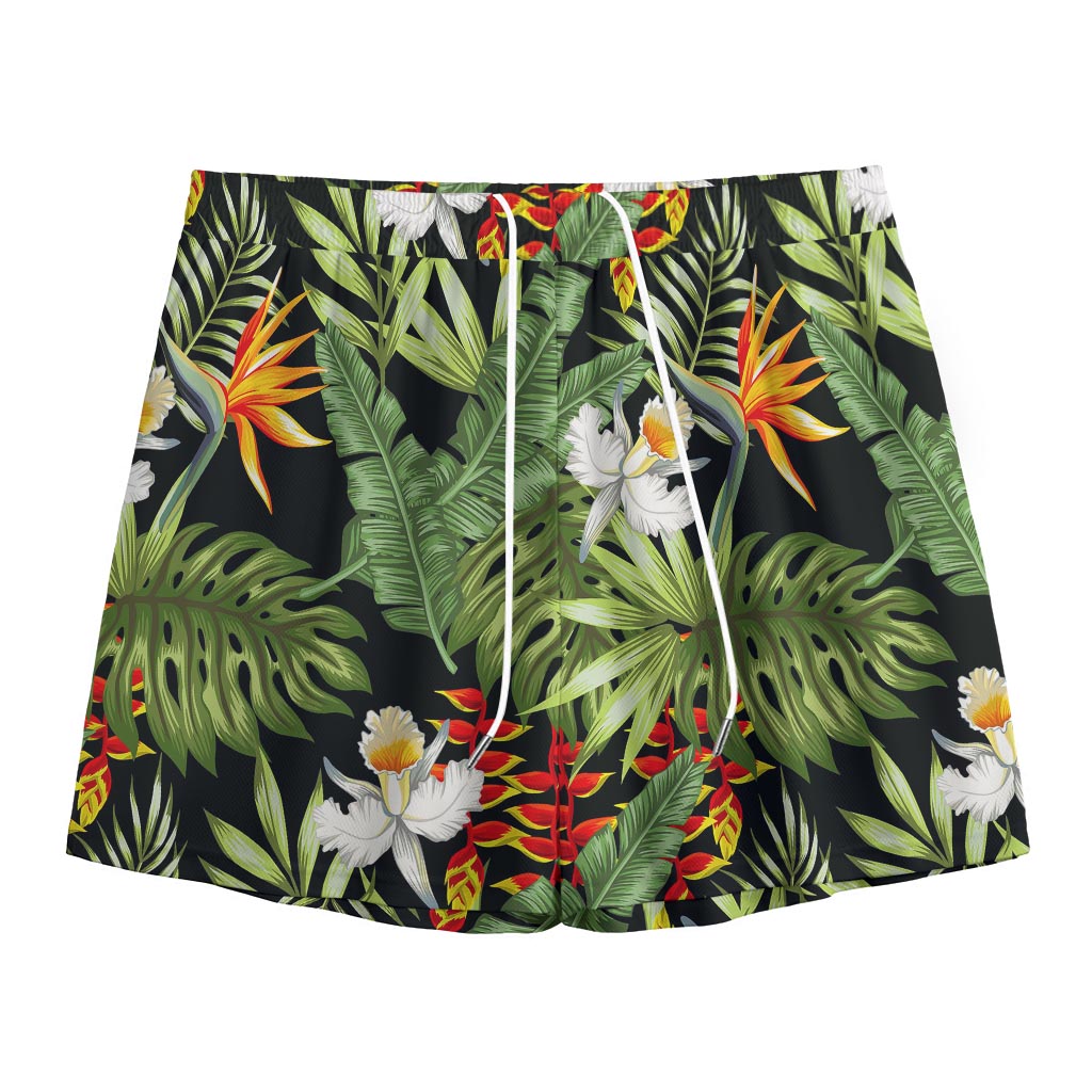 Hawaii Tropical Plants Pattern Print Mesh Shorts