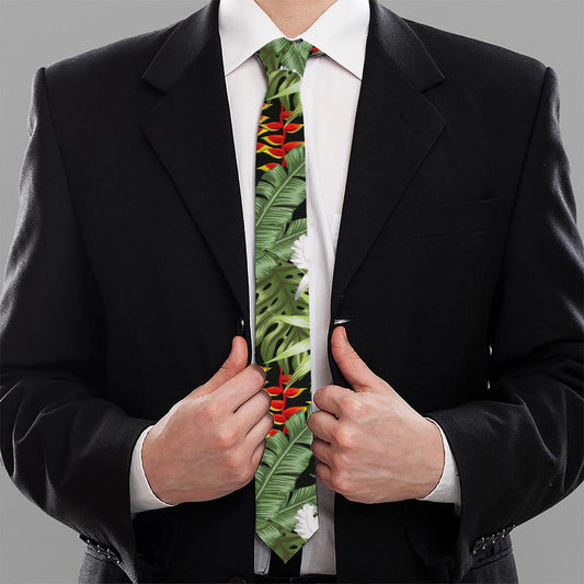 Hawaii Tropical Plants Pattern Print Necktie