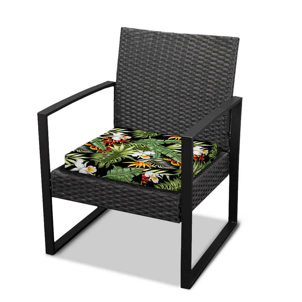 Hawaii Tropical Plants Pattern Print Outdoor Seat Cushion Cover