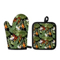 Hawaii Tropical Plants Pattern Print Oven Mitt And Pot Holder Set