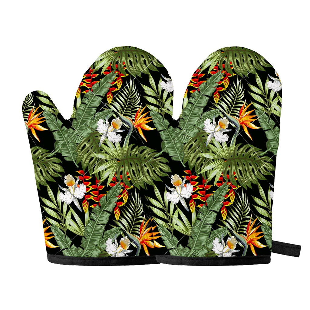 Hawaii Tropical Plants Pattern Print Oven Mitts