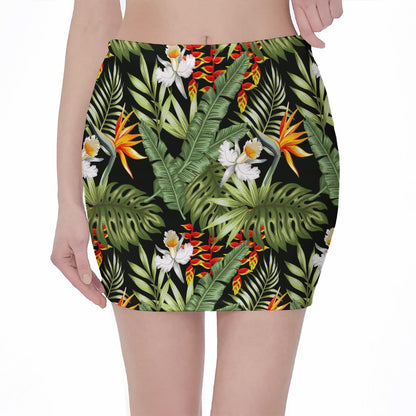 Hawaii Tropical Plants Pattern Print Pencil Mini Skirt