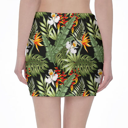 Hawaii Tropical Plants Pattern Print Pencil Mini Skirt