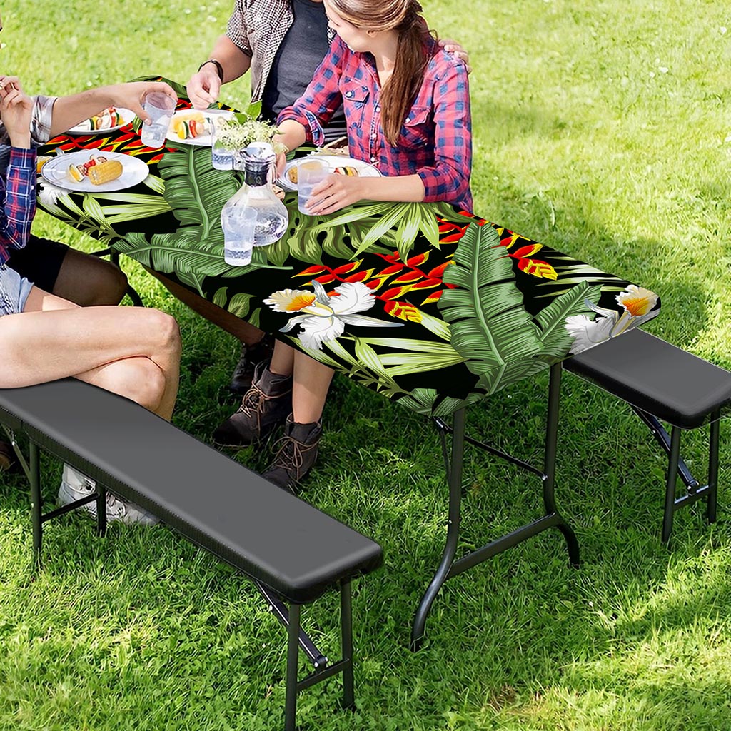 Hawaii Tropical Plants Pattern Print Picnic Table Cover