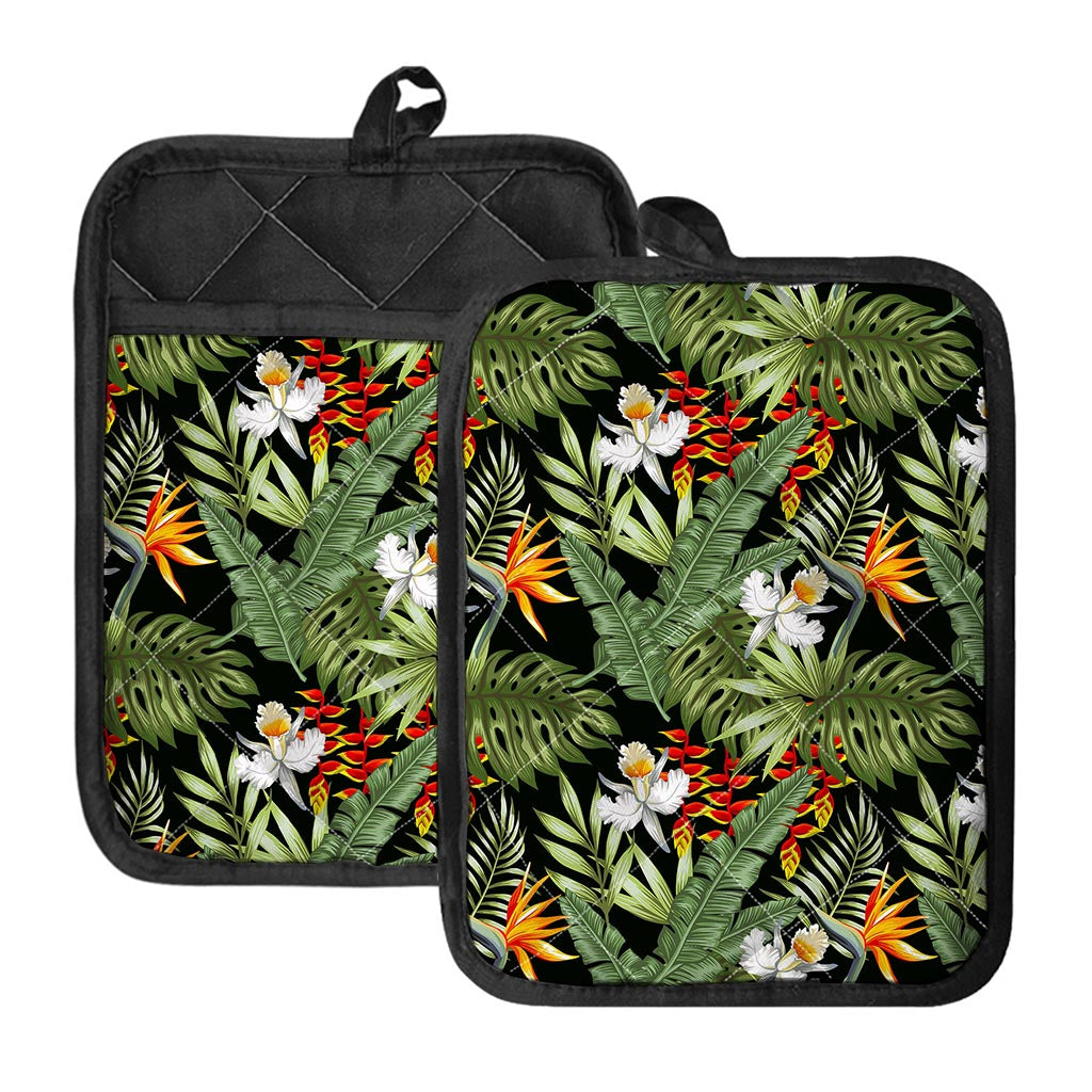 Hawaii Tropical Plants Pattern Print Pot Holders With Pocket