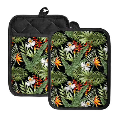 Hawaii Tropical Plants Pattern Print Pot Holders With Pocket