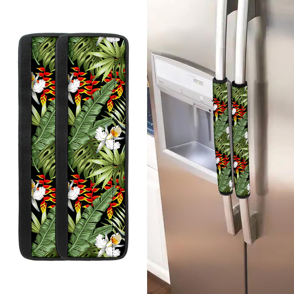 Hawaii Tropical Plants Pattern Print Refrigerator Handle Covers