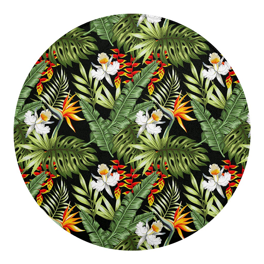 Hawaii Tropical Plants Pattern Print Round Blanket