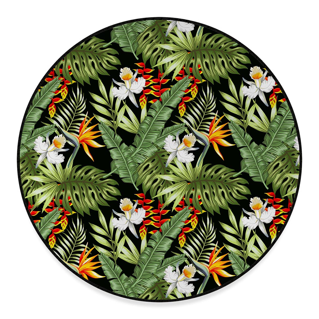 Hawaii Tropical Plants Pattern Print Round Floor Mat