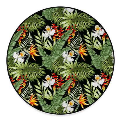 Hawaii Tropical Plants Pattern Print Round Floor Mat