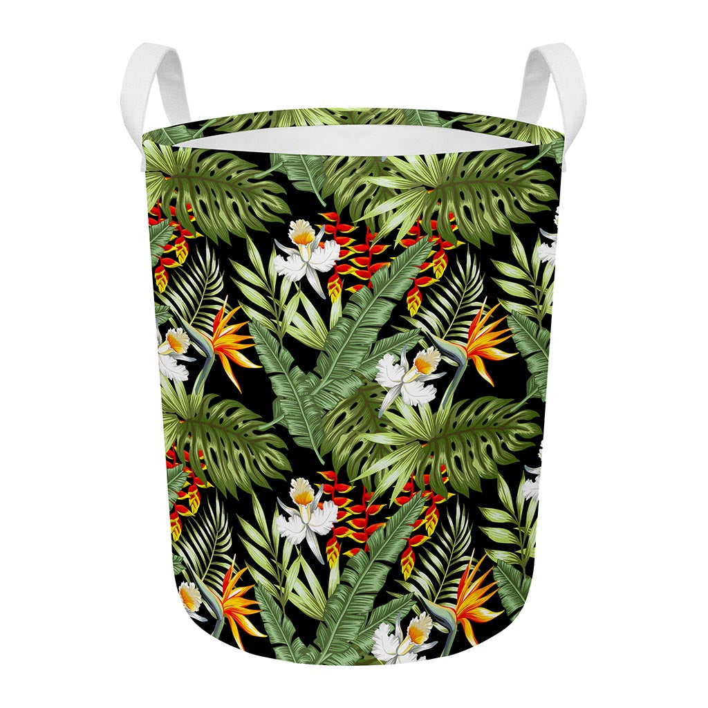 Hawaii Tropical Plants Pattern Print Round Laundry Basket