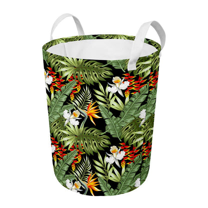 Hawaii Tropical Plants Pattern Print Round Laundry Basket