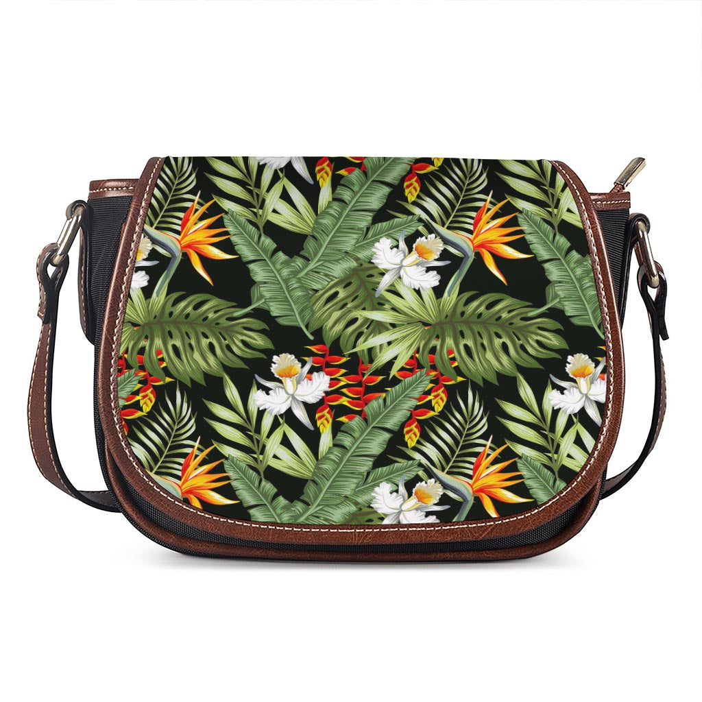 Hawaii Tropical Plants Pattern Print Saddle Bag