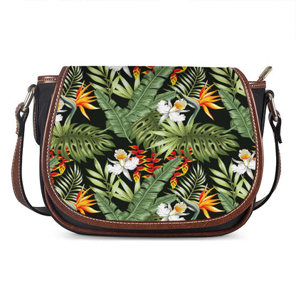 Hawaii Tropical Plants Pattern Print Saddle Bag
