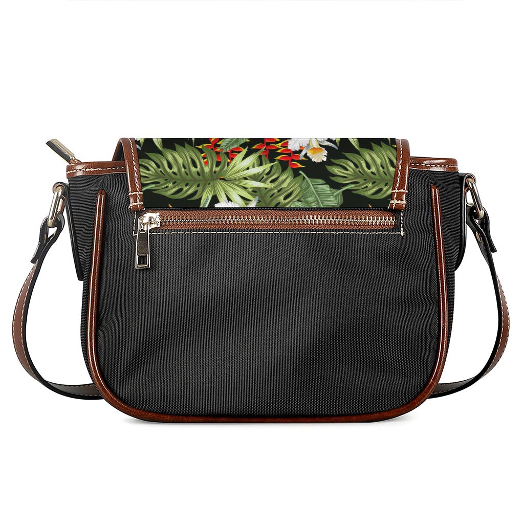 Hawaii Tropical Plants Pattern Print Saddle Bag