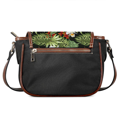 Hawaii Tropical Plants Pattern Print Saddle Bag