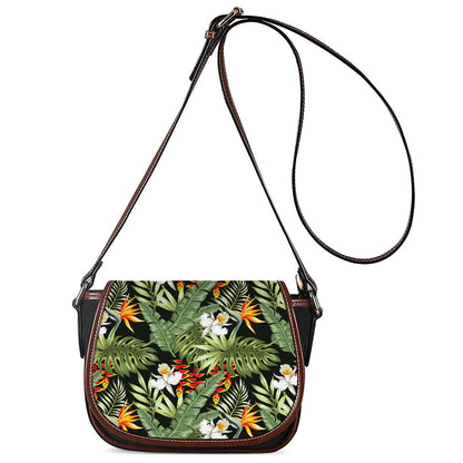 Hawaii Tropical Plants Pattern Print Saddle Bag