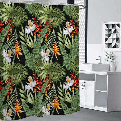 Hawaii Tropical Plants Pattern Print Shower Curtain