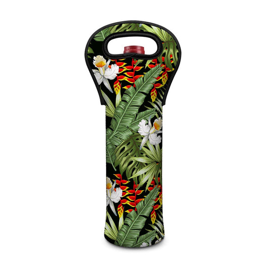 Hawaii Tropical Plants Pattern Print Single Neoprene Wine Tote