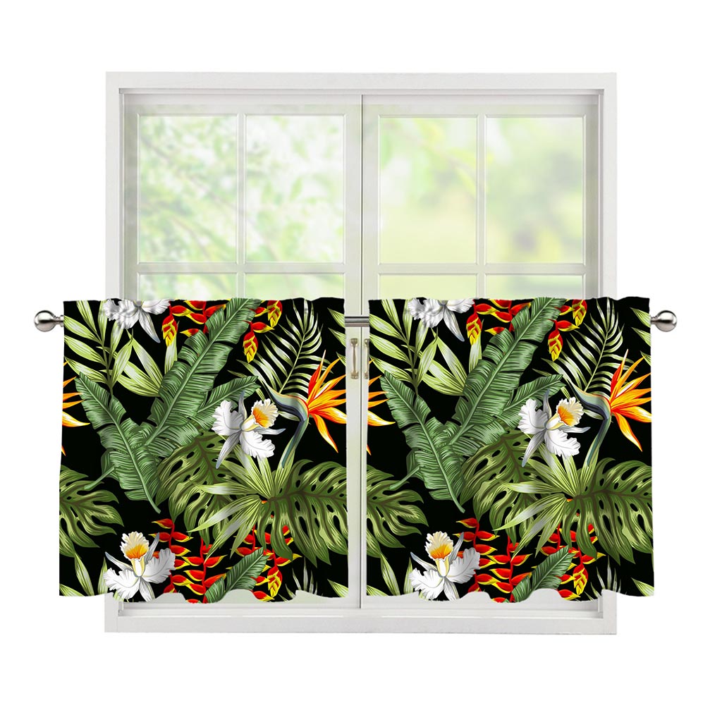 Hawaii Tropical Plants Pattern Print Tier Curtains