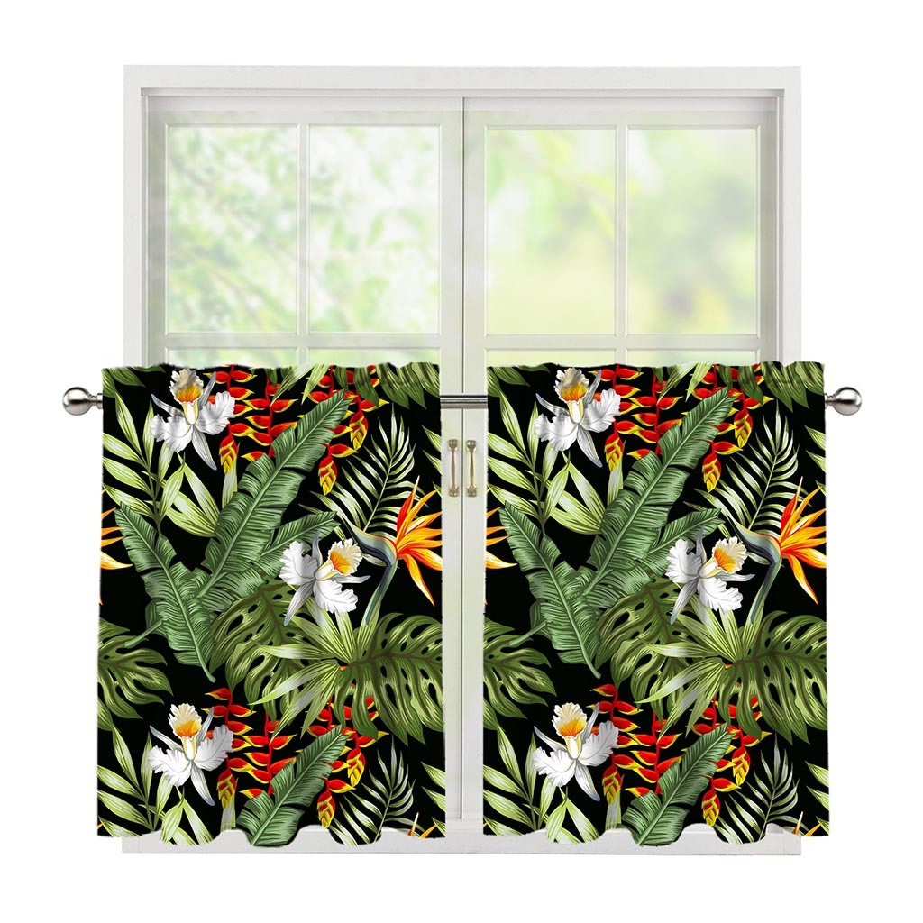 Hawaii Tropical Plants Pattern Print Tier Curtains