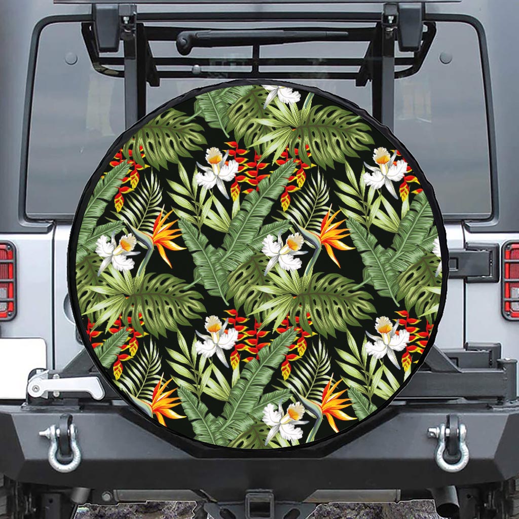 Hawaii Tropical Plants Pattern Print Tire Cover