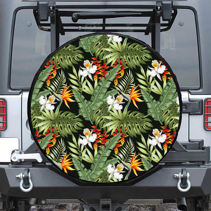 Hawaii Tropical Plants Pattern Print Tire Cover