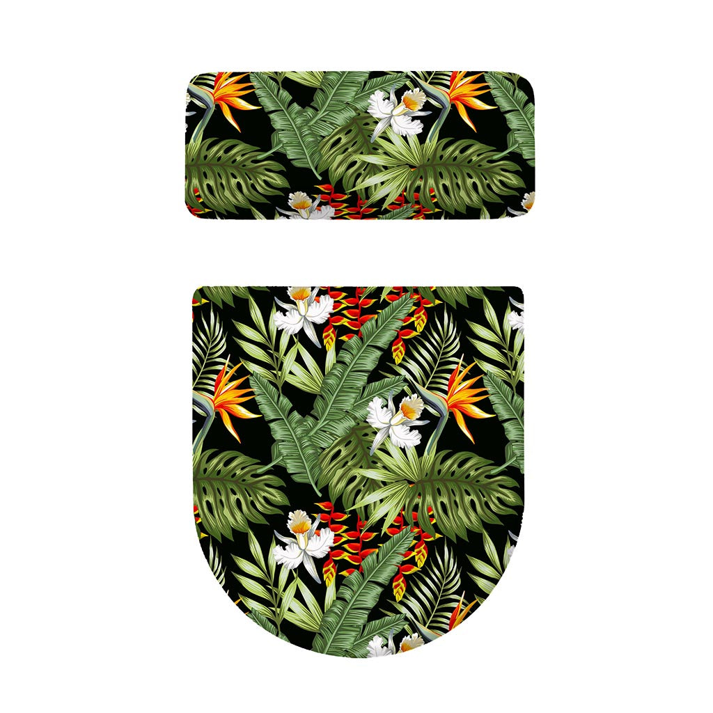 Hawaii Tropical Plants Pattern Print Toilet Lid And Tank Cover Set