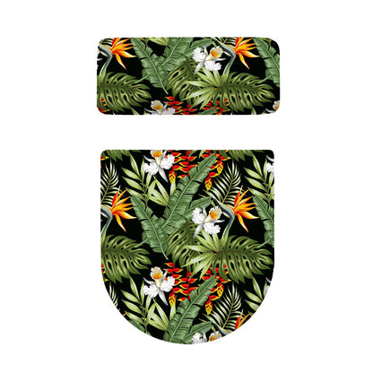 Hawaii Tropical Plants Pattern Print Toilet Lid And Tank Cover Set