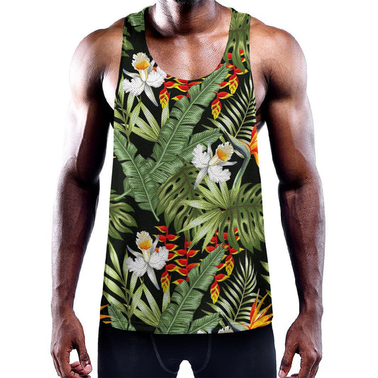 Hawaii Tropical Plants Pattern Print Training Tank Top