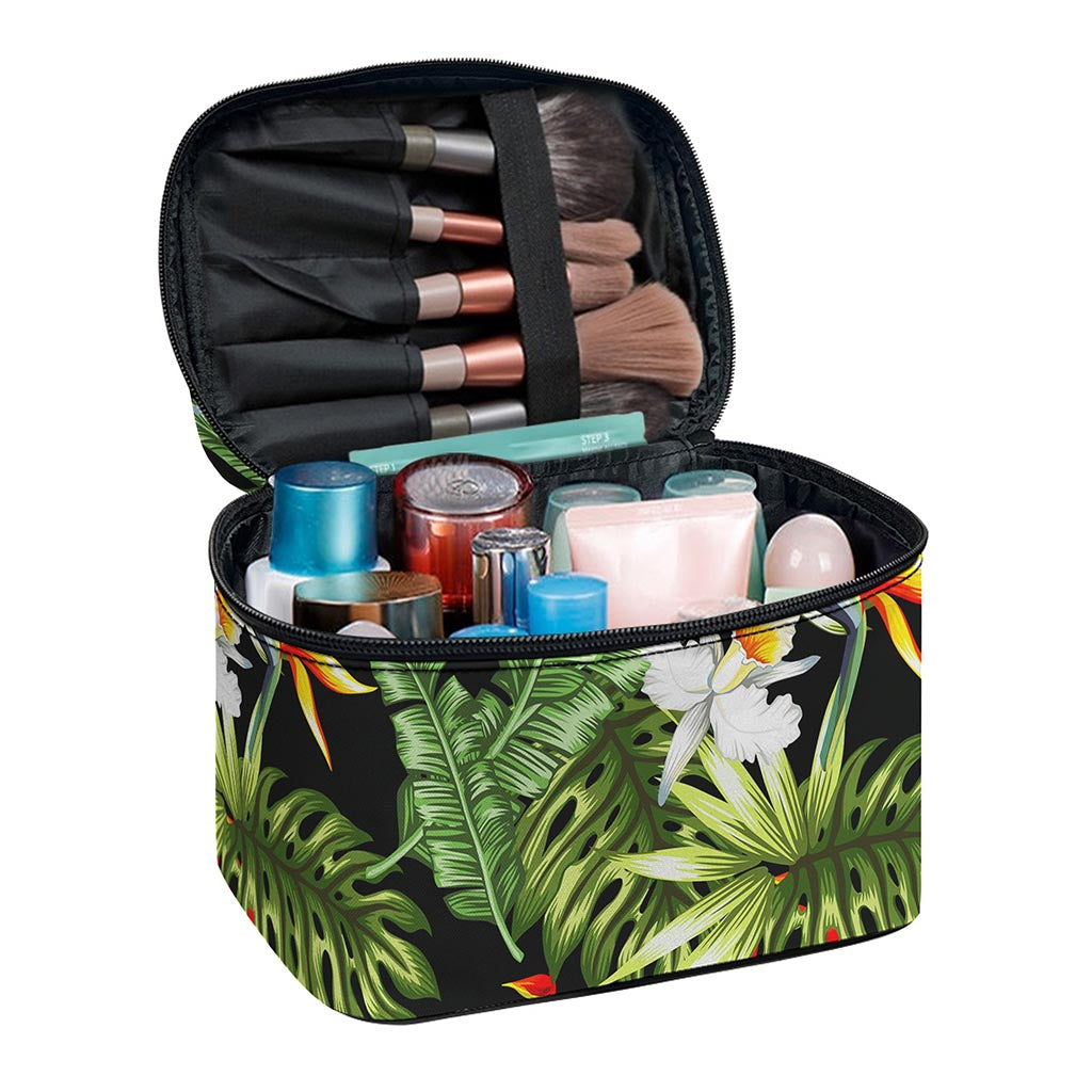 Hawaii Tropical Plants Pattern Print Travel Makeup Bag
