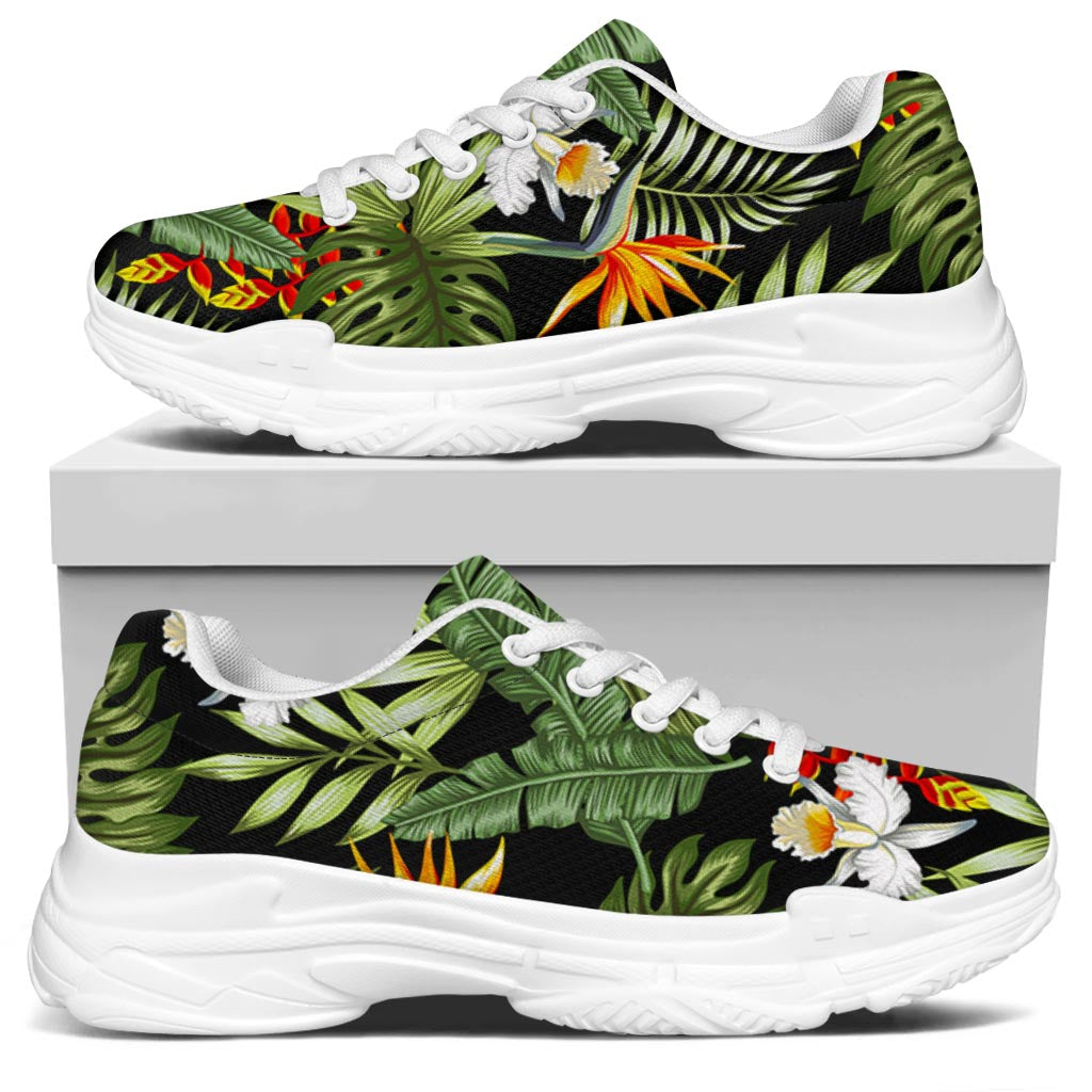Hawaii Tropical Plants Pattern Print White Chunky Shoes