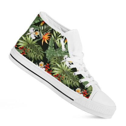 Hawaii Tropical Plants Pattern Print White High Top Sneakers