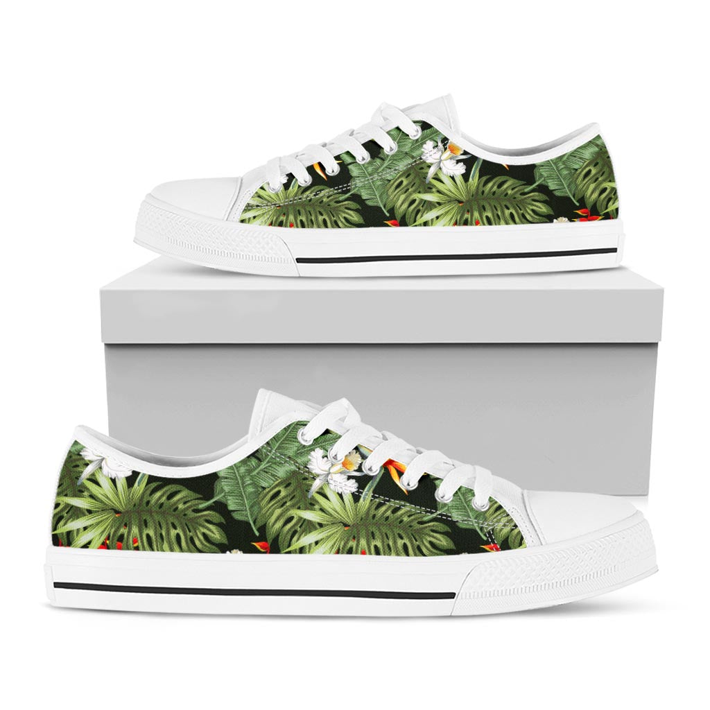 Hawaii Tropical Plants Pattern Print White Low Top Sneakers