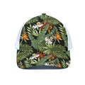 Hawaii Tropical Plants Pattern Print White Mesh Trucker Hat