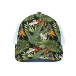 Hawaii Tropical Plants Pattern Print White Mesh Trucker Cap