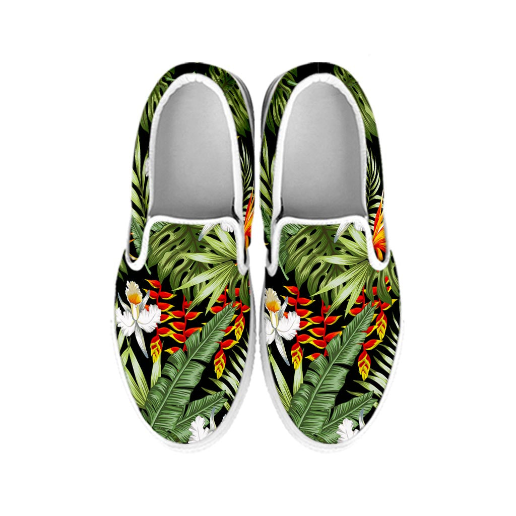 Hawaii Tropical Plants Pattern Print White Slip On Sneakers