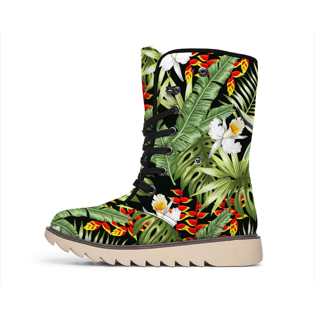 Hawaii Tropical Plants Pattern Print Winter Boots