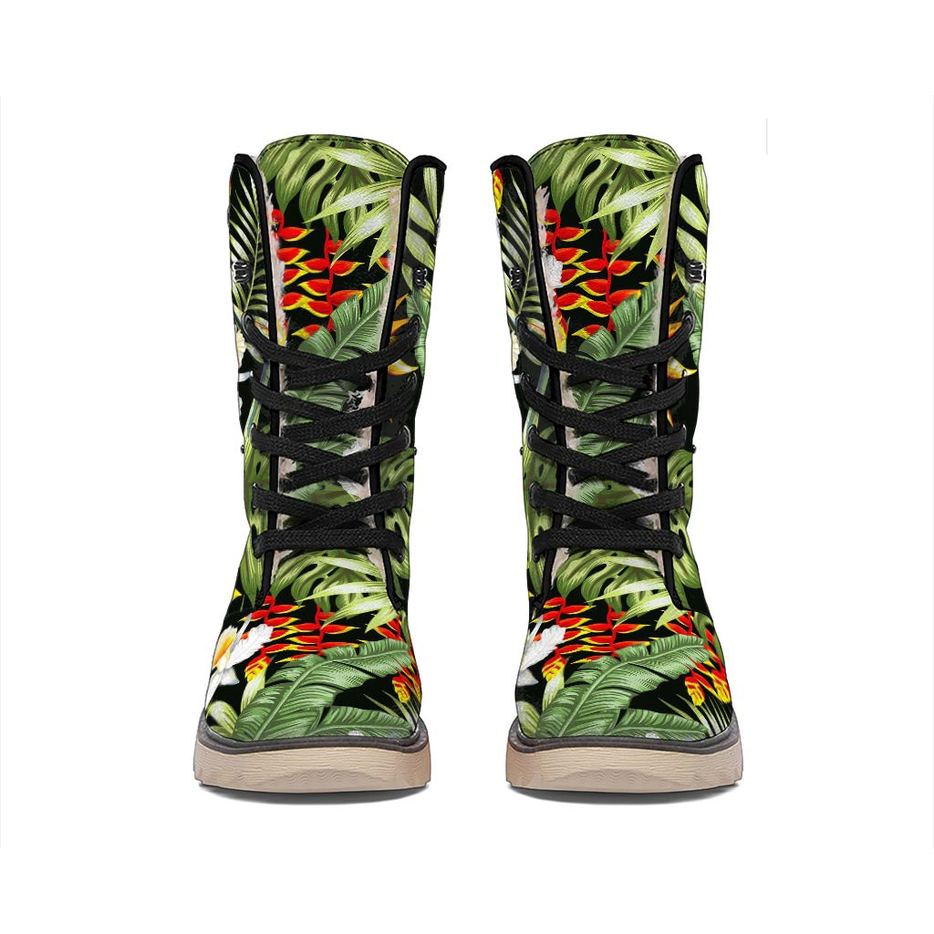 Hawaii Tropical Plants Pattern Print Winter Boots