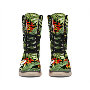 Hawaii Tropical Plants Pattern Print Winter Boots