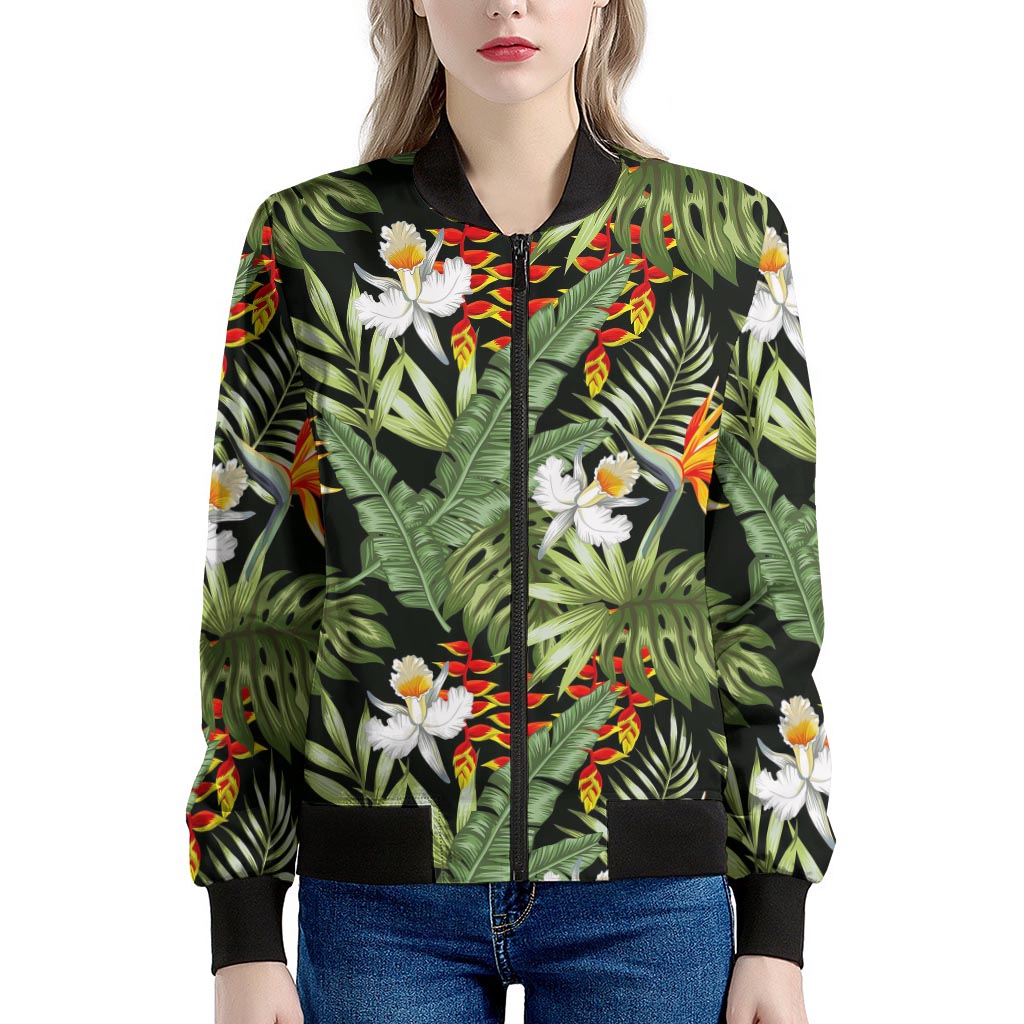 Hawaii Tropical Plants Pattern Print Women's Bomber Jacket