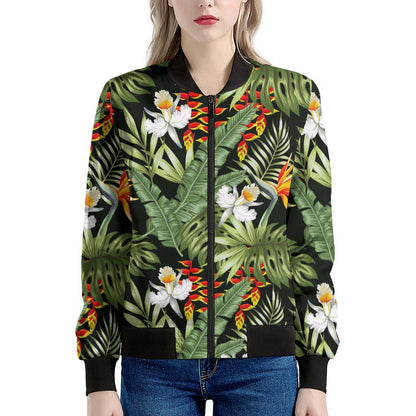 Hawaii Tropical Plants Pattern Print Women's Bomber Jacket