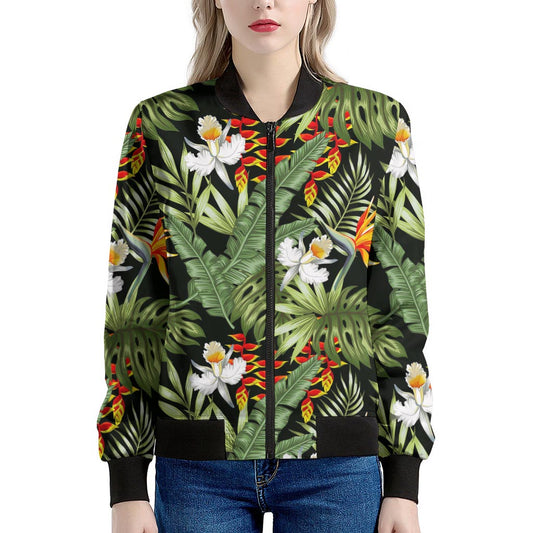 Hawaii Tropical Plants Pattern Print Women's Bomber Jacket