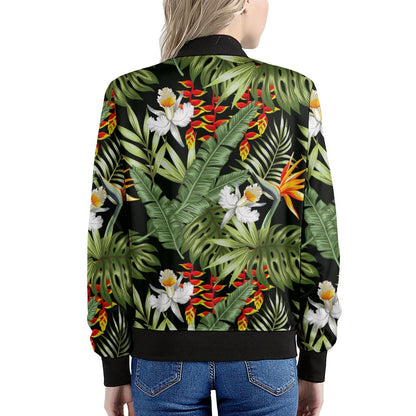 Hawaii Tropical Plants Pattern Print Women's Bomber Jacket