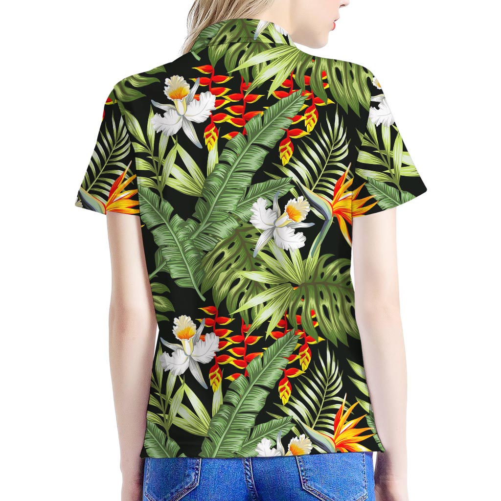 Hawaii Tropical Plants Pattern Print Women's Polo Shirt