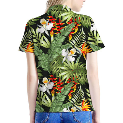 Hawaii Tropical Plants Pattern Print Women's Polo Shirt