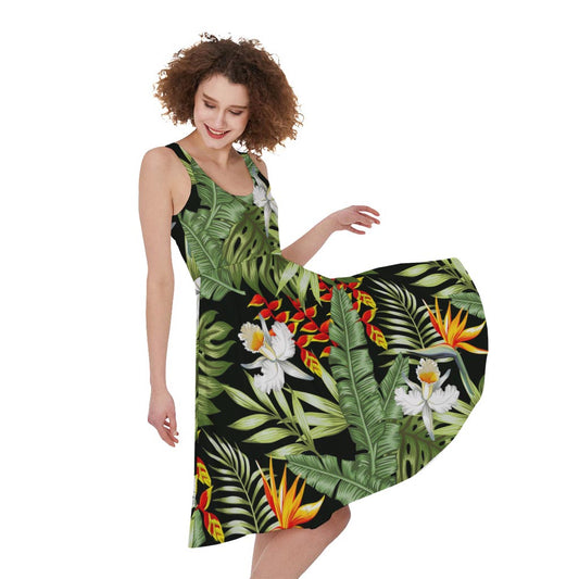 Hawaii Tropical Plants Pattern Print Women's Sleeveless Dress