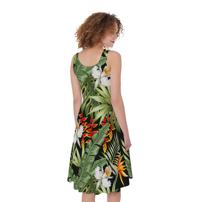 Hawaii Tropical Plants Pattern Print Women's Sleeveless Dress