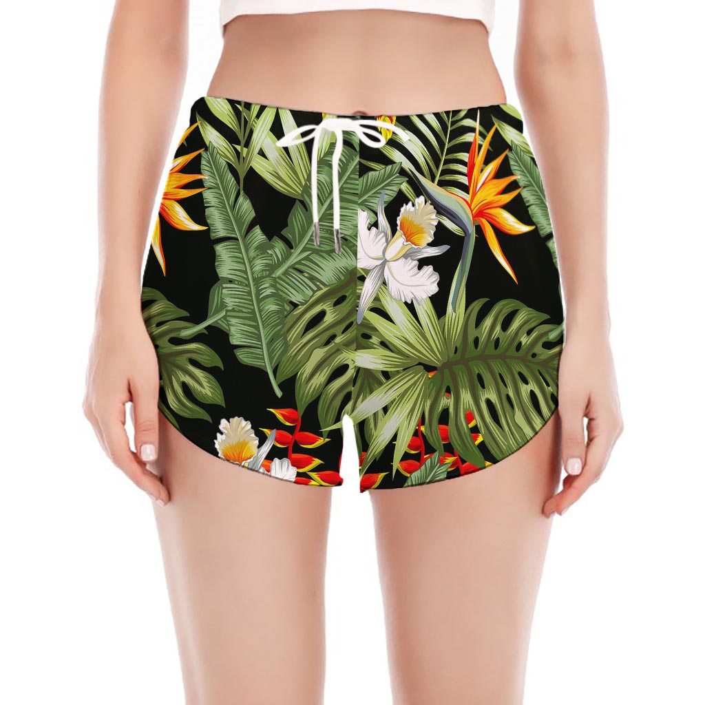 Hawaii Tropical Plants Pattern Print Women's Split Running Shorts